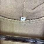 Boho Fringe Hem Waterfall Cardigan Knit Khaki Tan Small Open Front Long Sleeve Photo 8