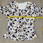 A.L.C. Printed Button Front Silk Blouse 2 Ivory Lilac Multi Photo 5