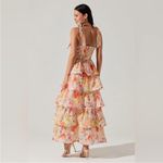 ASTR New Zirconia Watercolor Poppy Floral Tie Strap Tiered Midi Dress Size Large Photo 2