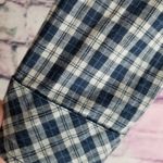 Garnet Hill  10 NAVY BLUE PLAID RUFFLE FRONT BUTTON DOWN BLOUSE TOP Photo 6