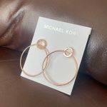 Michael Kors Rose Gold Logo Ring Drop Hoop Ring Earrings MKJ7676 791 Photo 0