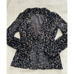 Guess $138 Women's Lisa Leopard Velour Evening Blazer Brown/Black Size 6 Photo 3