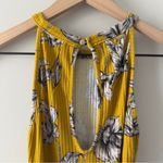 Sommer Floral Yellow Halter Neck Bodysuit Button Keyhole Back Sleeveless Ribbed Photo 3