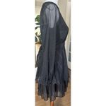 Japna  Black Metallic Ruffle Mini Dress Size M Long Sleeve Party Holiday Sparkle Photo 3