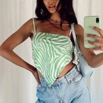 Princess Polly  green zebra scarf crop top Photo 0