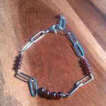 Rhodolite Garnet Stainless Steel Paperclip Bracelet Photo 0
