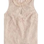 J.Crew  Women’s Lace Ruffle Neck Top Size XS Nude Sleeveless Lined Dress-up Photo 1