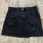 American Eagle Distressed Black Denim Skirt Size 2 Photo 1