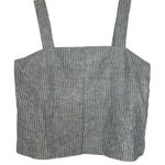 Antonio Melani Size 14 Denim Blue White Striped Linen Tank Top Summer Side Zip Photo 0