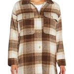 Banana Republic  Womens Plaid Shacket Oversized Button Down Shirt Jacket XL Brown Photo 0