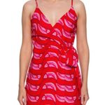 Farm Rio NOWT  Linen blend Copabanana Wrap Mini Dress Red Pink Size L Photo 0