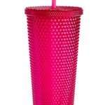 Paris Hilton 26 oz Double Wall Diamond Textured Plastic Tumbler with Straw, Pink Photo 0