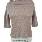 Ann Taylor LOFT M Lightweight Heathered Neutral Beige Half Sleeve Mohair Blend Sweater Photo 0