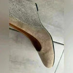 Audrey Brooke  Daphne Khaki Tan Brown Leather Lizard Print Wedge Heel Shoe Sz 9 Photo 4