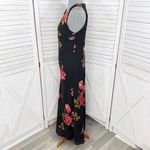 Vintage 90s Positive Attitude Floral Maxi Slip Dress Black Medium Glam Grunge Size 12 Photo 1