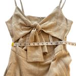 NWT Caara Linen Cotton Blend Midi Dress Cutout Tie Medium M Khaki Tan Event Photo 6