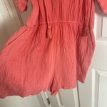 Knox Rose Women's Short Sleeve Gauze Romper Coral Size large Photo 4