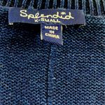 Splendid  Knit Seamed Front Pocket Split Side Scoop Neck Navy Blue Sweater Photo 1