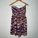 Parker  Silk Chevron Print Strapless Mini Dress Size Medium Photo 2