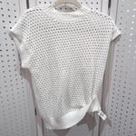 😍 White Crochet Knit Mock Neck Cap Sleeve Sweater Top Size M Photo 0