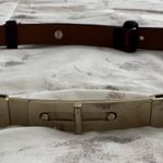Club Monaco  leather Brown Belt with gold buckle, size XS elegant classic boho Photo 10
