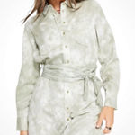 Guess Green Tie-Dye Midi Shirt Dress Large ~No Belt~ Photo 0