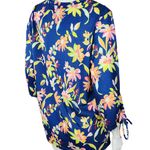 Caribbean Joe Women's Large Blue Floral Blouse 3/4 Sleeves Tie Detail NWT Cruise Photo 9