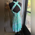 Vintage Malia mermaid criss cross strap airy summer dress, size 8 Green Photo 5