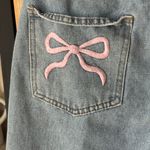 Edikted  bow jeans embroidered straight relaxed low rise light wash baggy blue Photo 6