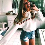 Brandy Melville WHITE SWEATSHIRT W/ STRIPE🌙🌙 Photo 0