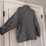 ZARA  Shacket Oversized Jacket Houndstooth Tweed Blue Fringe‎ Size Small Blazer Photo 12