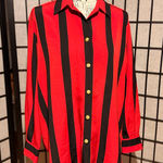 Rafaella Vintage button down Striped blouse work office Red and Black Shirt Size 14 Photo 0