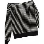 American Eagle AE Off The Shoulder Sweatshirt Black White Striped NWT Size Small Photo 1