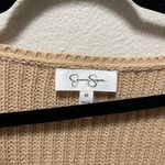 Jessica Simpson  Pullover Sweater Laced Front Knitted V-Neck Long Sleeve Beige M Photo 5