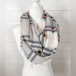 Stella & Dot  Embarcadero Pink Cream Grey Infinity Tassel Scarf, New no tags Photo 7