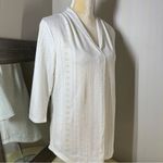White Fitted Blouse with unique pointelle eyelet design Photo 10