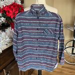 Flannel Pajama Top Blue Fair isle Nordic Womens Medium Petite Photo 2