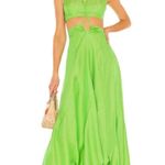 Cult Gaia  Eileen Dress XS Green Silk Rayon Side Cutout Back Zip Revolve Photo 0