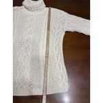 Yorkshire Knitting Co Cable Knit Fisherman Sweater Cream Women M Turtle Neck Size M Photo 4