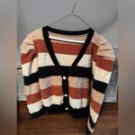 Striped Black and Brown Women's Sweater Size M Photo 0