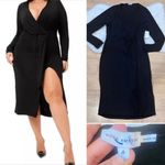 Good American Good Touch Wrap Dress Black Long Sleeve size 4 plus size Photo 1