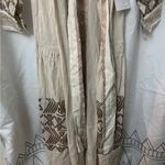 Lace Bohemian Beige Maxi Dress with Geometric Patterns Brown Photo 8