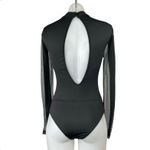 BANJUL  Black Geometric Stud Sheer Mock Neck Long Sleeve Bodycon Bodysuit Top S Photo 1