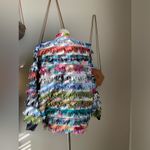 Vintage Paula Sweet Muslin Mink Fringe Floral Jacket, Size Small Blue Photo 4