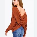 Blu Pepper Rust open back chunky sweater women's oversize medium knit twist back Photo 1