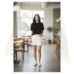 Gap  White Denim Mini Skirt Size 27 Raw Hem High Rise‎ Jean Skirt Photo 3