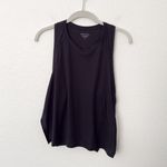 Athleta [] Black Grid Knit Singlet Side Slit Workout Tank Top NWT Size Large L Photo 2