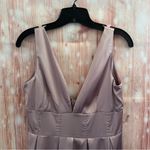 Cider Pink Satin V Neck Ruffle Mini Dress Photo 4