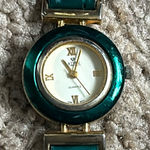 Larex womens vintage forest green/gold genuine leather adjustable‎ watch Green Photo 0