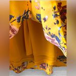 Speechless Mustard Yellow Floral Long Lace Bell Sleeve A-Line Shift Dress Size L Photo 4